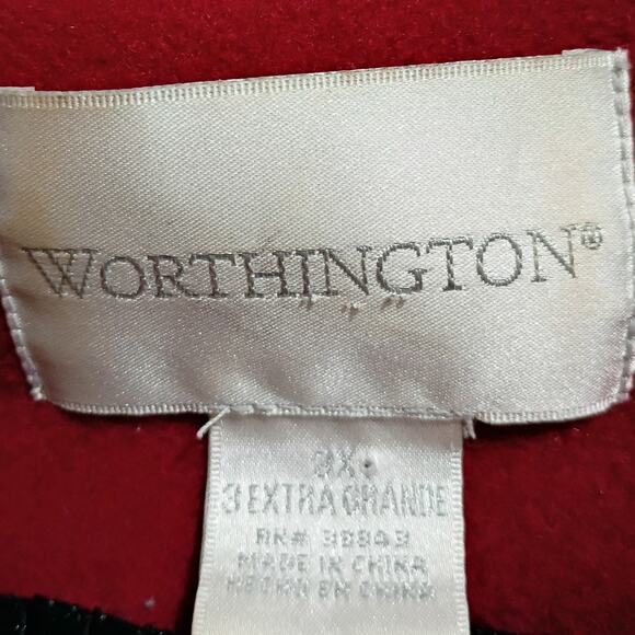 Wool Coat 3X Women's Red Worthington Fully Lined Kick-Pleat Plus Size Inclusive - Picture 3 of 11